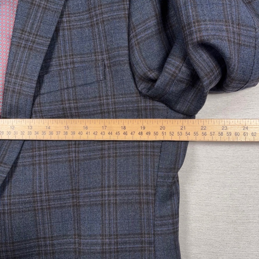 Johnston & Murphy Blazer Mens M Blue Plaid Wool 2-Button Sport Coat - Picture 11 of 16